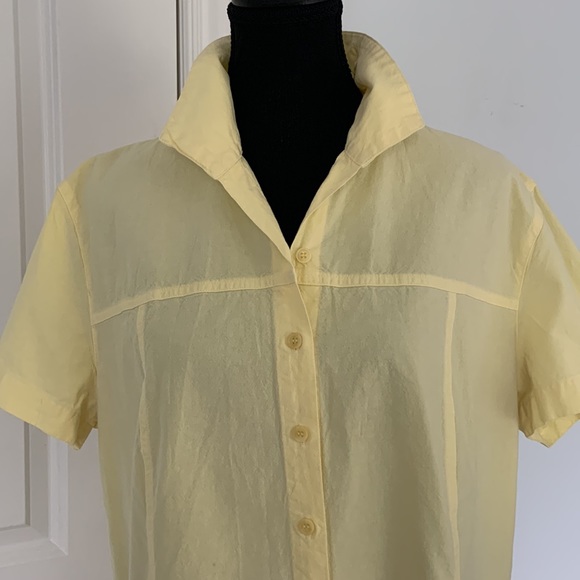 NORTHERN REFLECTIONS PALE YELLOW COTTON SHORT SLEEVED BUTTON UP SHIRT / LARGE - Picture 2 of 7